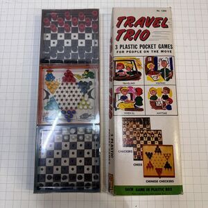 Vintage 70's Travel Trio Chess, Checkers & Chinese Checkers, Sealed, Orig.Box